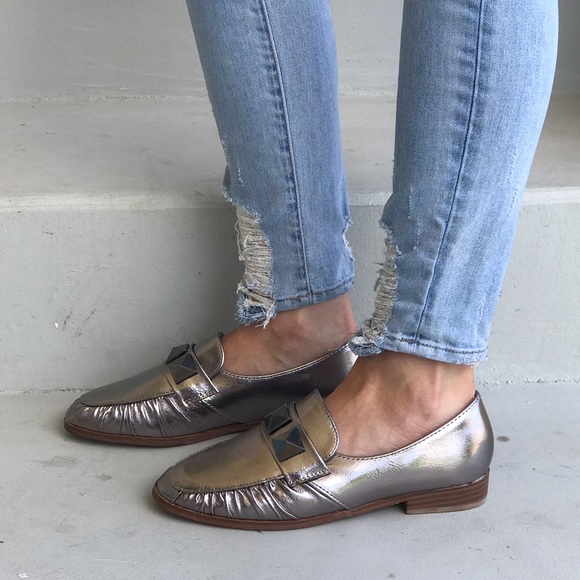 NIB Frosted Studded Slip On Boyfriend Loafer - Picture 5 of 6